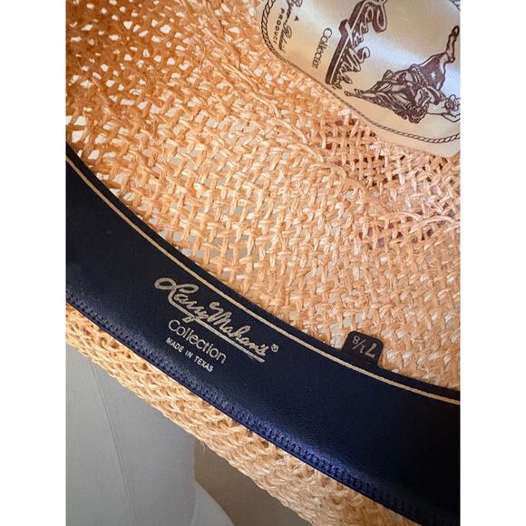 VTG Larry Mahan\'s Collection Straw Cowboy Hat Size 7 1/8 Western Made in Texas main image 5